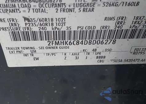 2013 Ford Flex Sel из США, поврежденный, VIN 2FMHK6C84DBD06278